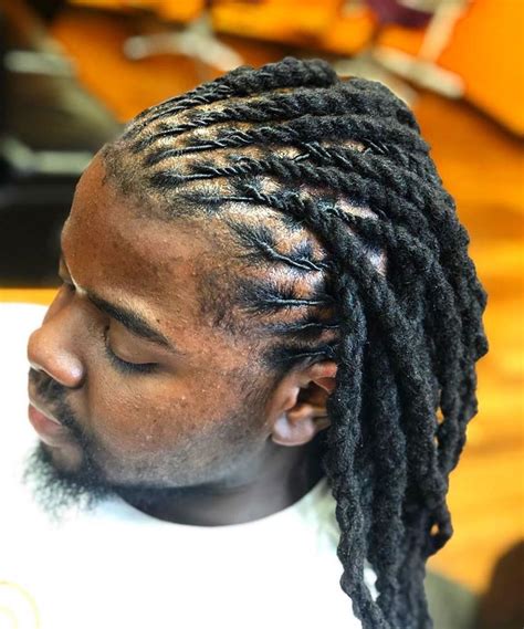 Add a little defining mousse and give all your hair a gentle scrunch. . Medium length loc styles male